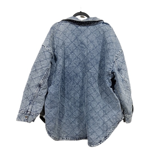 Good American Quilted Denim Jacket Shacket Plus Size 2X 3X Blue - Picture 5 of 8